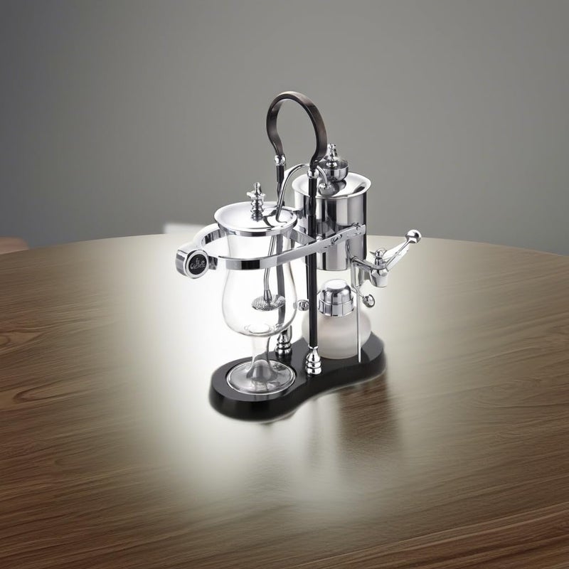 Diguo Belgian/Belgium Luxury Royal Family Balance Syphon Coffee Maker/Siphon Coffee Brewer (Silver - Black Column with Round Handle) - Image 3